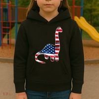 USA Dinosaur American Flag Kids Hoodie thumb 3