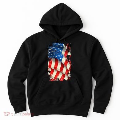USA Distressed Waving American Flag Hoodie