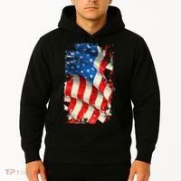 USA Distressed Waving American Flag Hoodie thumb 2