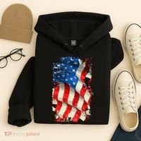 USA Distressed Waving American Flag Hoodie thumb 4