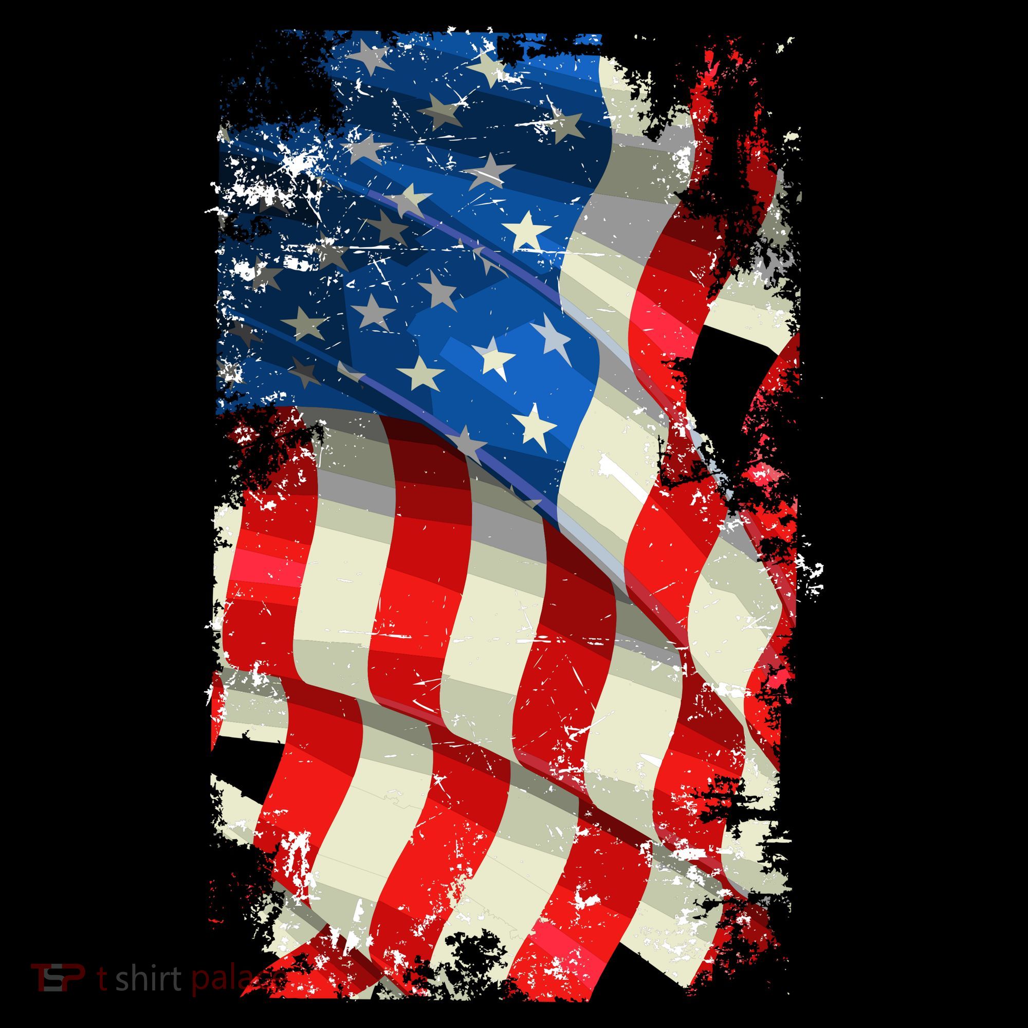 USA Distressed Waving American Flag Hoodie