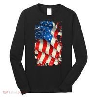 USA Distressed Waving American Flag Long Sleeve Shirt thumb 0