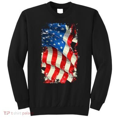 USA Distressed Waving American Flag Sweatshirt