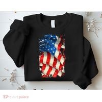 USA Distressed Waving American Flag Sweatshirt thumb 2