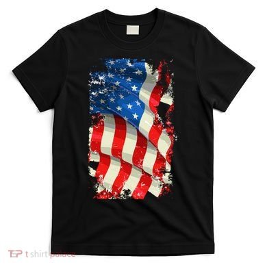 USA Distressed Waving American Flag T-Shirt