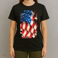 USA Distressed Waving American Flag T-Shirt thumb 4
