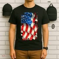 USA Distressed Waving American Flag T-Shirt thumb 6
