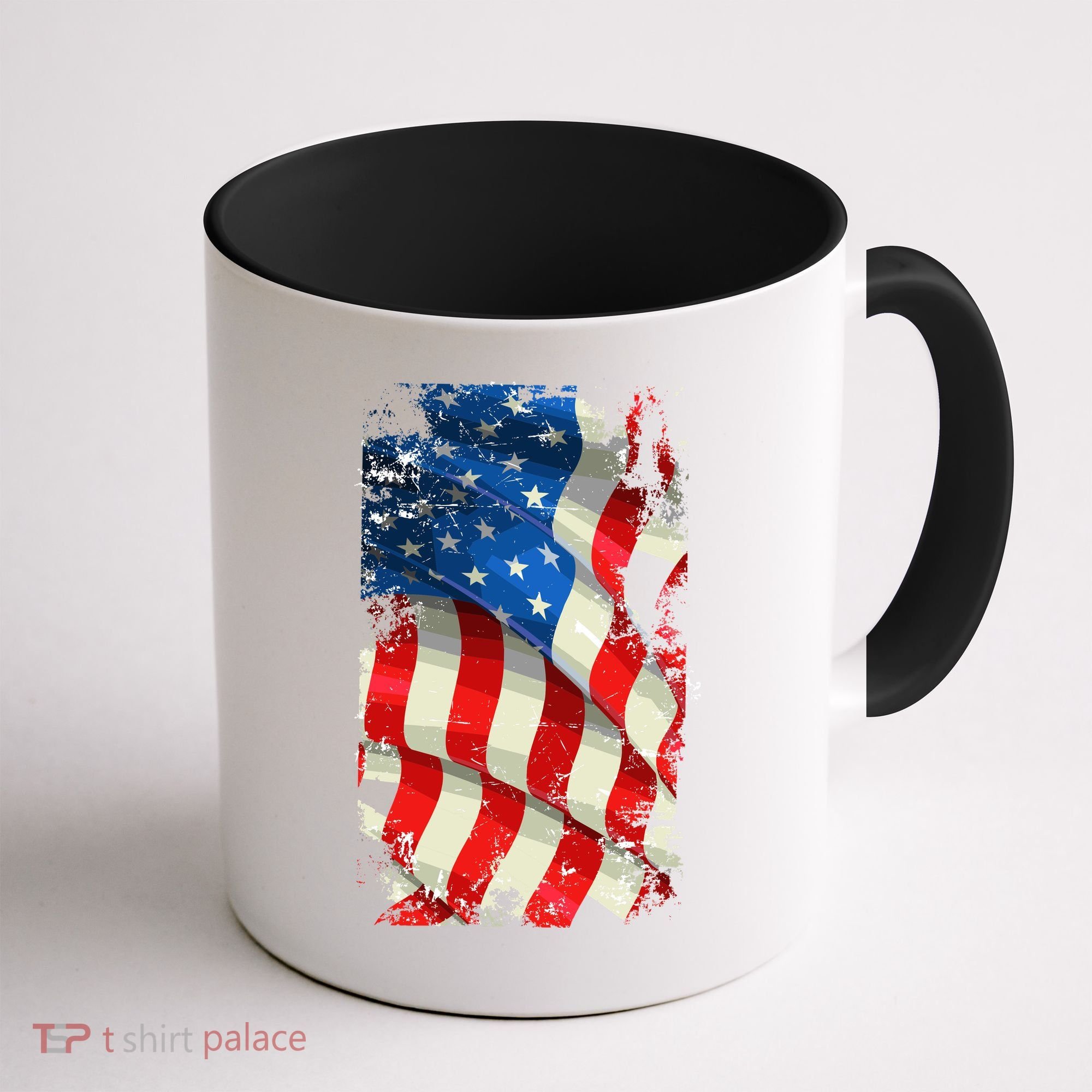 USA Distressed Waving American Flag Coffee Mug