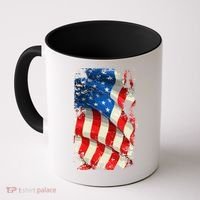 USA Distressed Waving American Flag Coffee Mug thumb 0