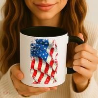 USA Distressed Waving American Flag Coffee Mug thumb 3