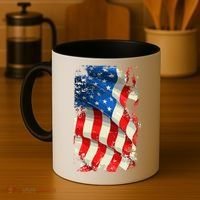 USA Distressed Waving American Flag Coffee Mug thumb 4