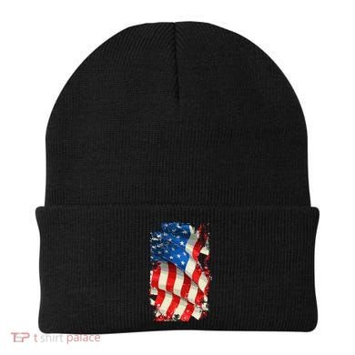 USA Distressed Waving American Flag Beanie