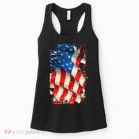 USA Distressed Waving American Flag Women's Tank Top thumb 0