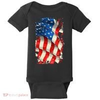 USA Distressed Waving American Flag Baby Bodysuit thumb 0