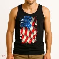 USA Distressed Waving American Flag Tank Top thumb 3