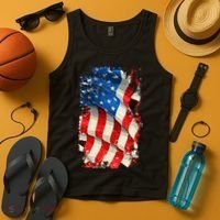 USA Distressed Waving American Flag Tank Top thumb 4