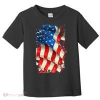 USA Distressed Waving American Flag Toddler T-Shirt thumb 0