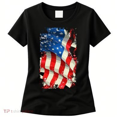 USA Distressed Waving American Flag Women's T-Shirt