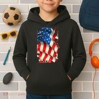 USA Distressed Waving American Flag Kids Hoodie thumb 2