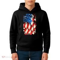 USA Distressed Waving American Flag Kids Hoodie thumb 4