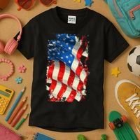 USA Distressed Waving American Flag Kids T-Shirt thumb 3
