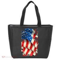 USA Distressed Waving American Flag Tote Bag thumb 0