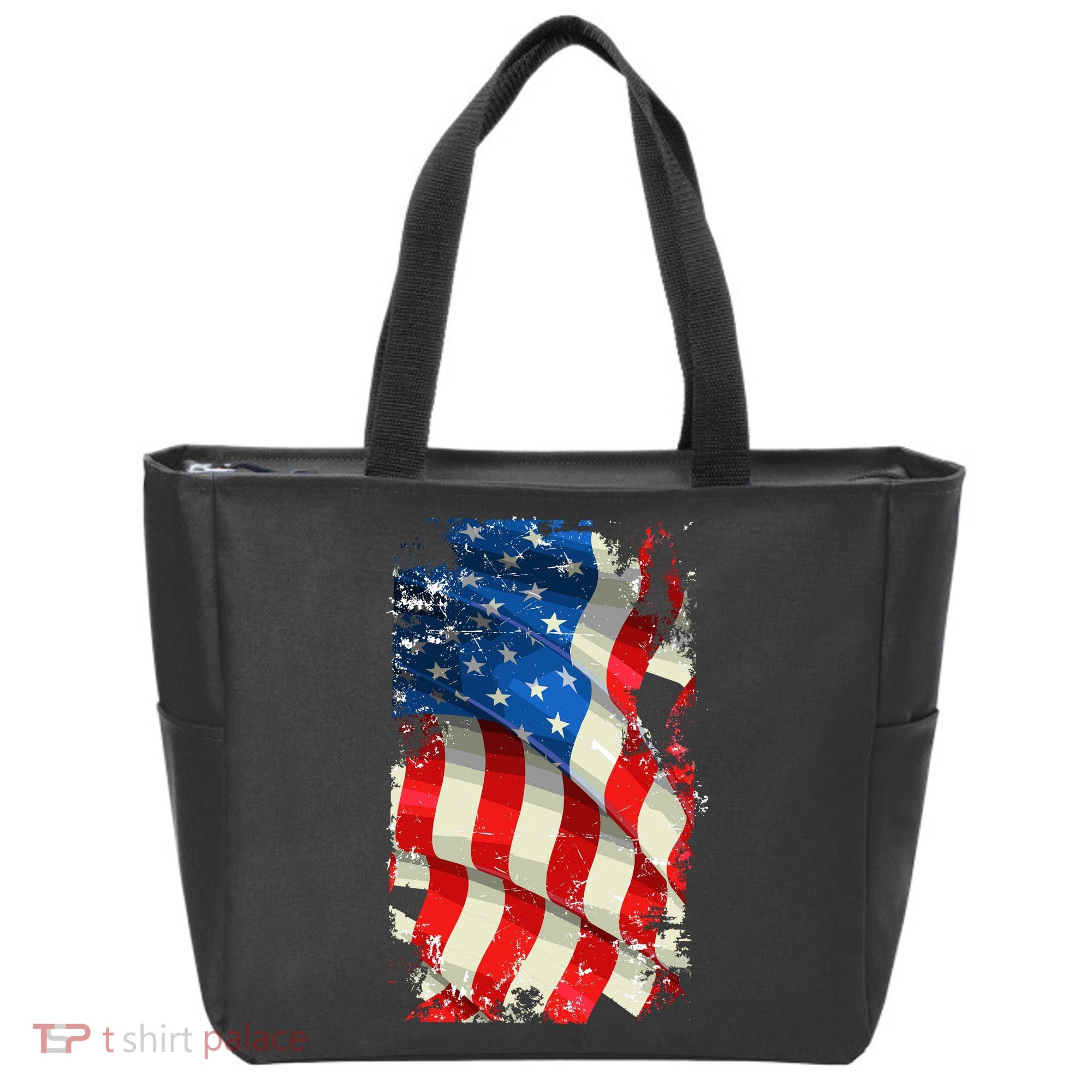 USA Distressed Waving American Flag Tote Bag