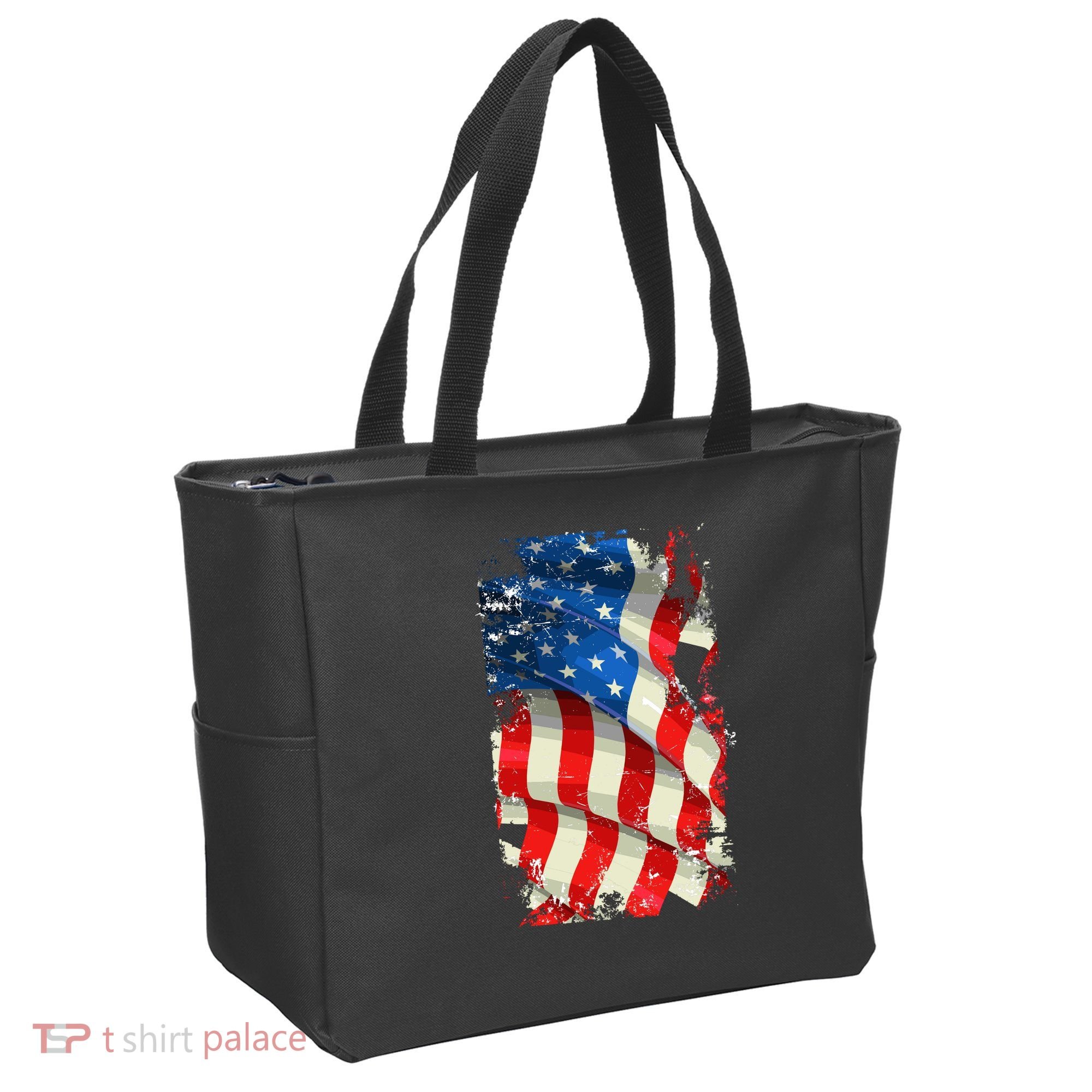 USA Distressed Waving American Flag Tote Bag
