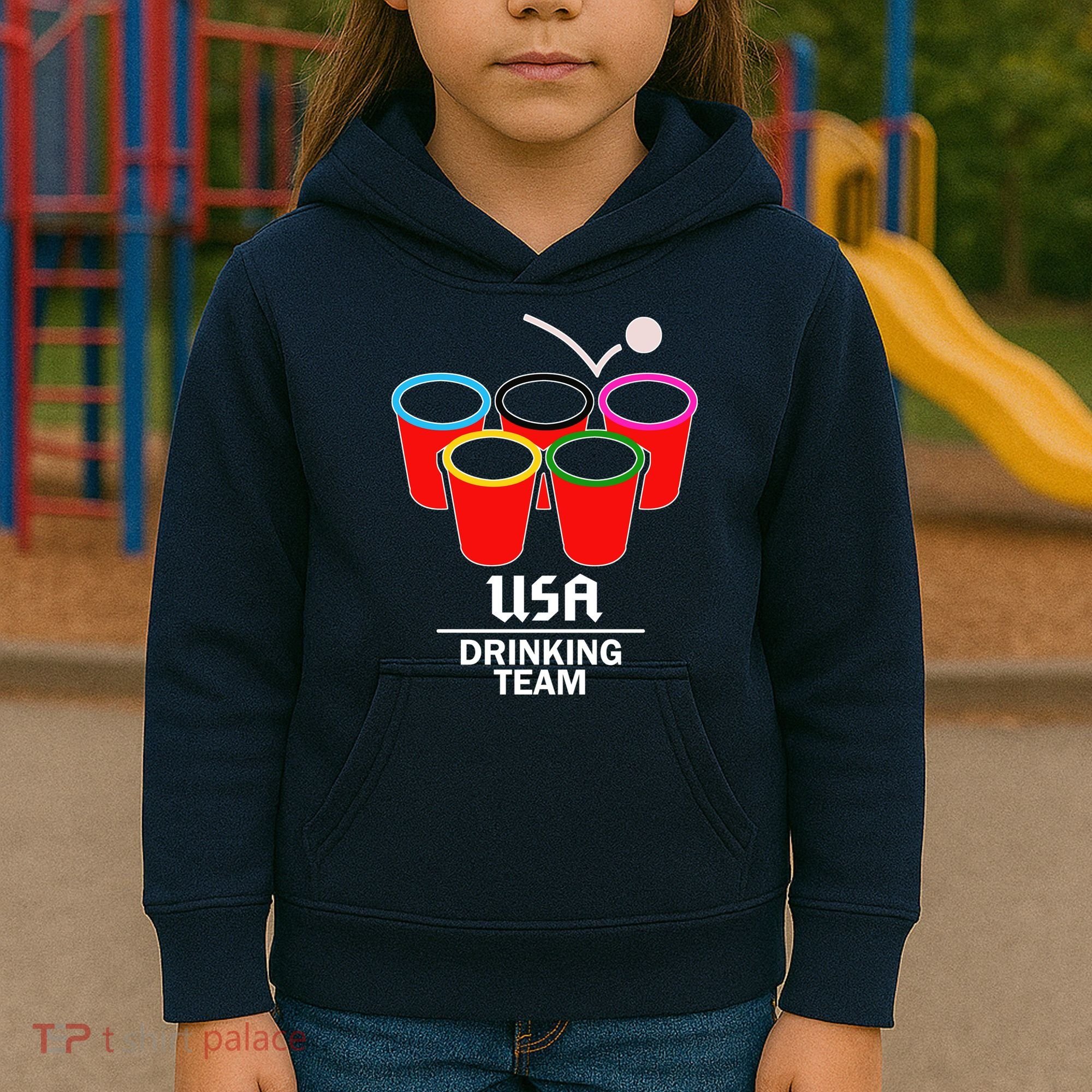 USA Drinking Team Beer Pong Kids Hoodie