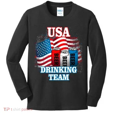 USA Drinking Team Flag Kids Long Sleeve Shirt