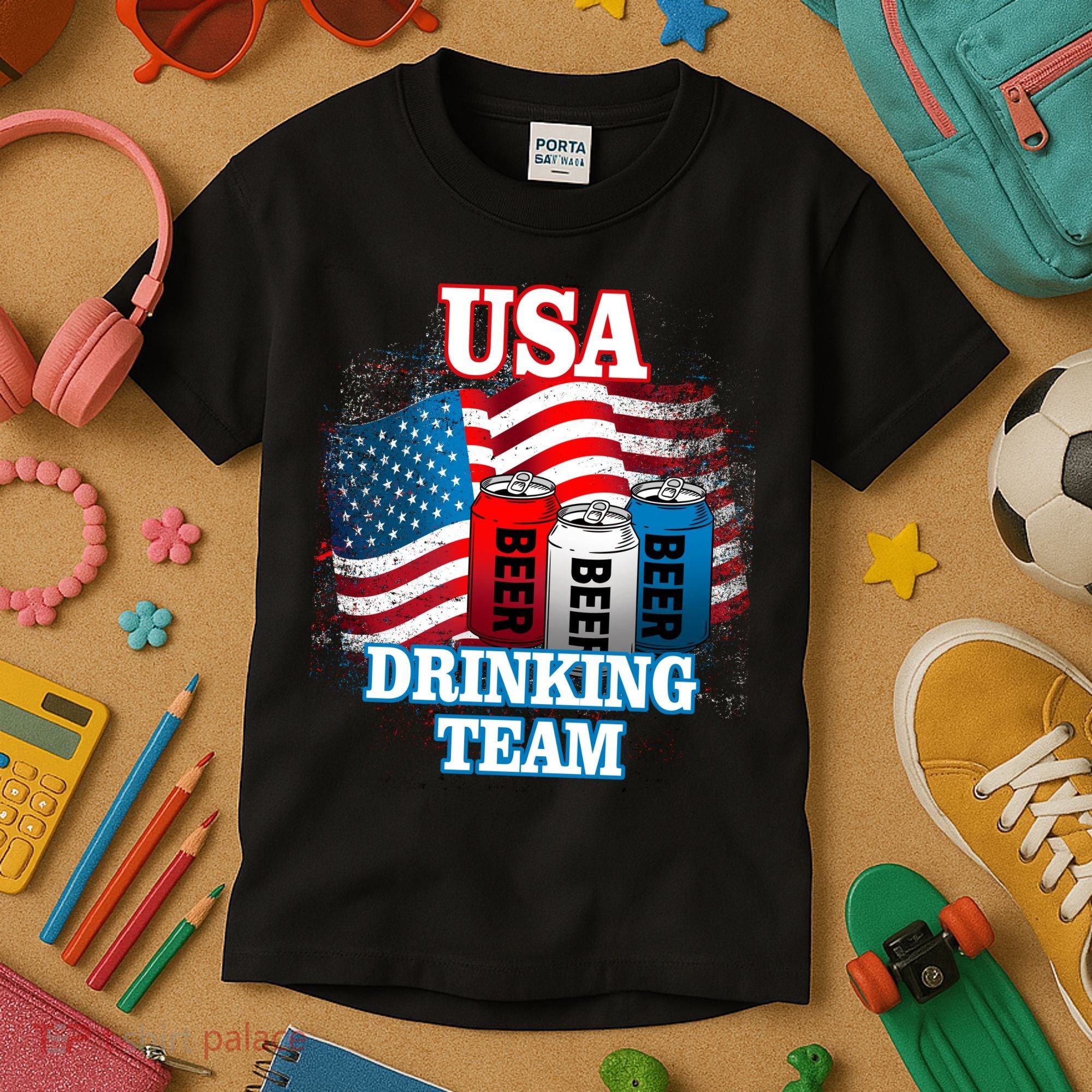 USA Drinking Team Flag Kids T-Shirt