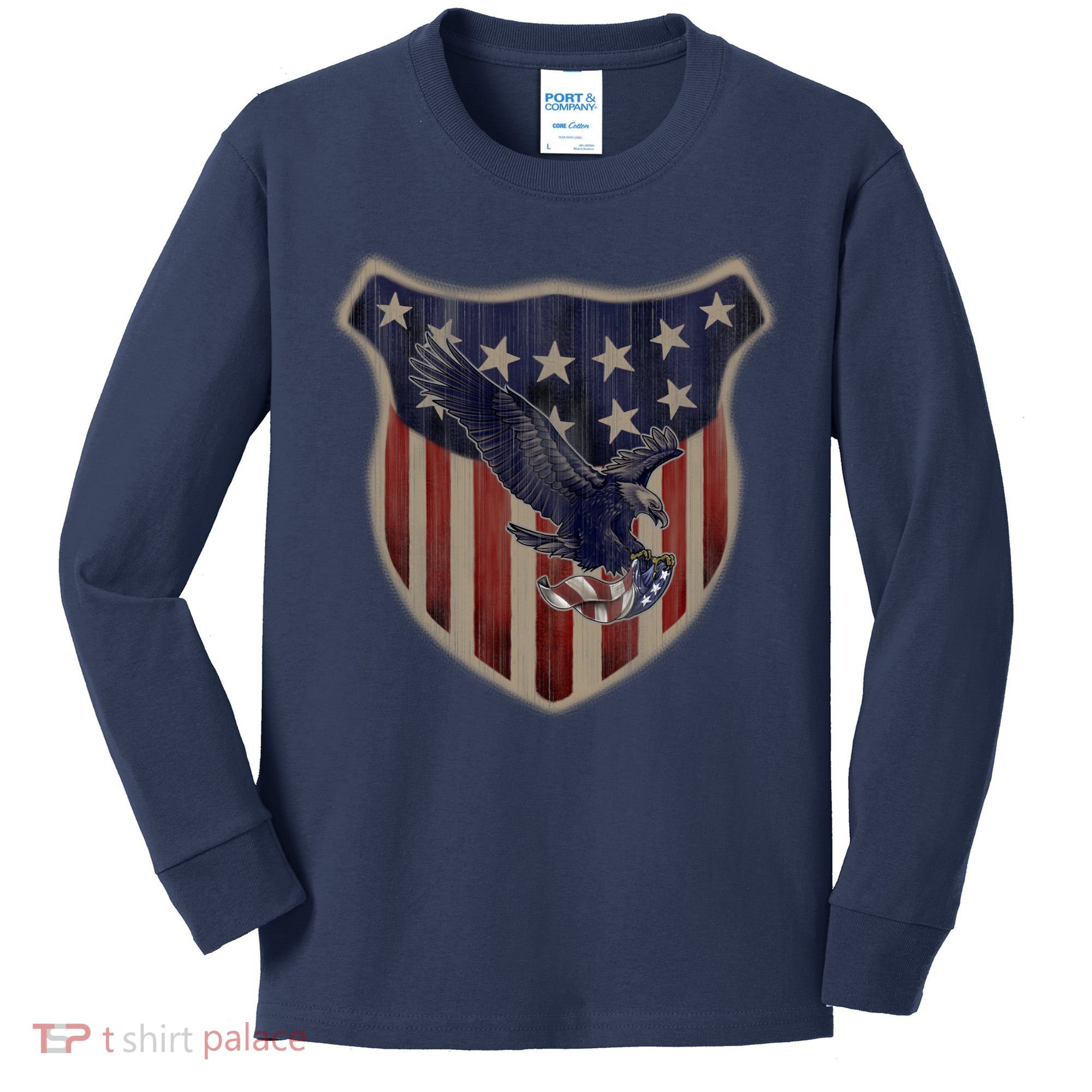 USA Eagle & Shield Kids Long Sleeve Shirt