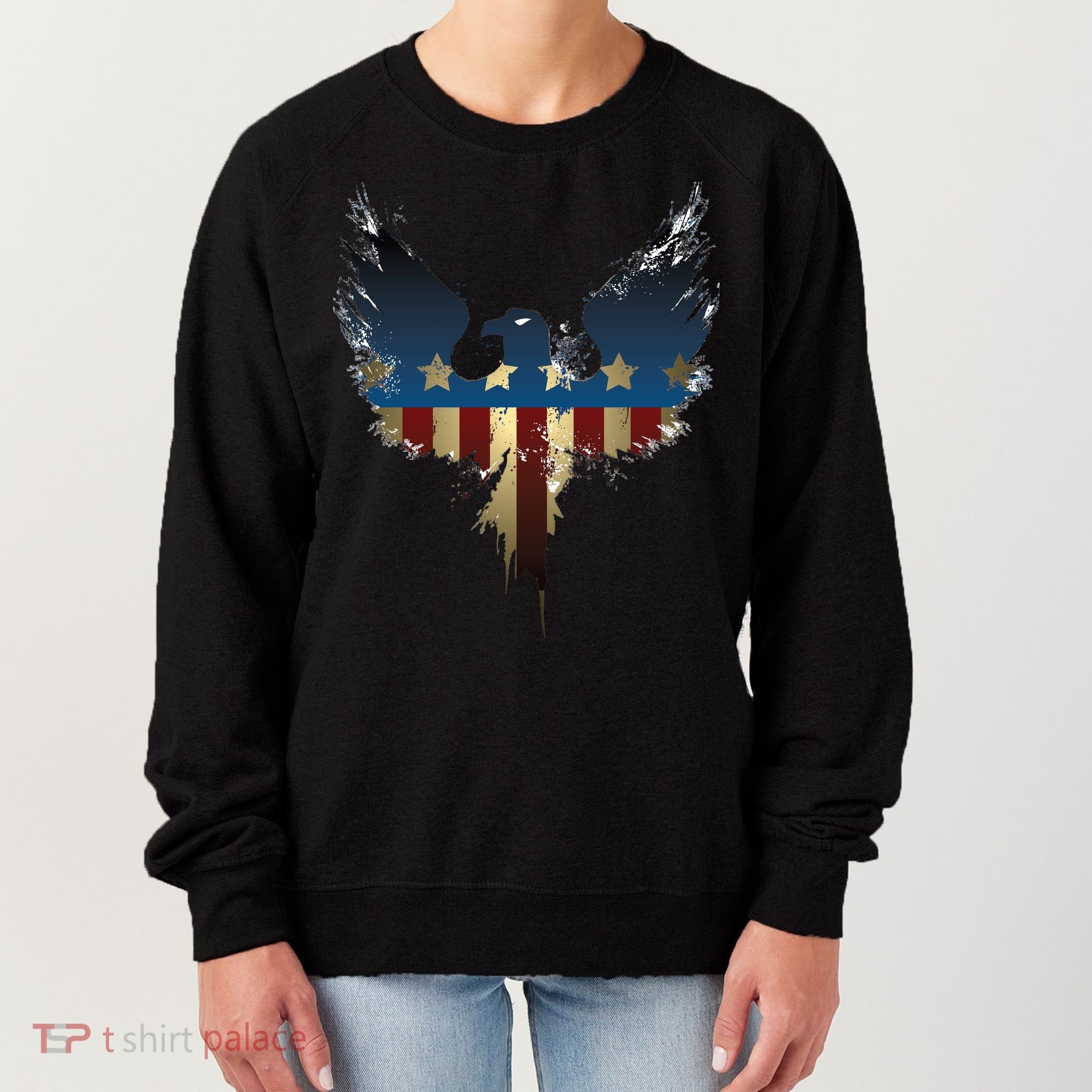 USA Eagle American Flag Grunge Women's Sweatshirt
