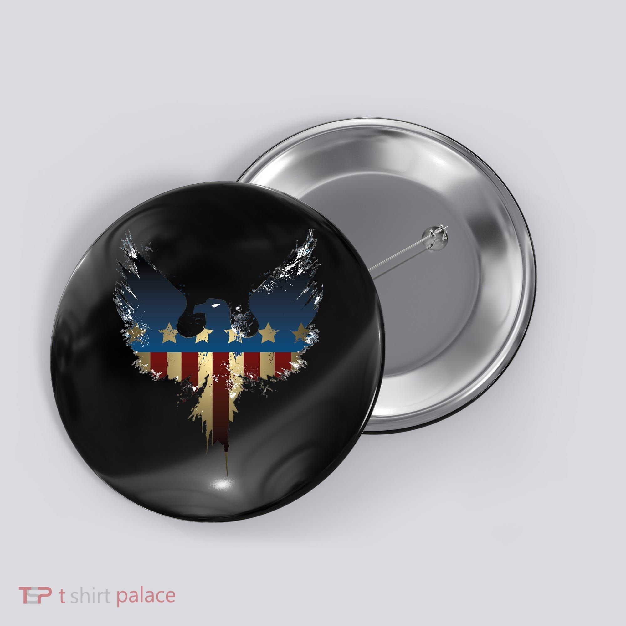 USA Eagle American Flag Grunge Button
