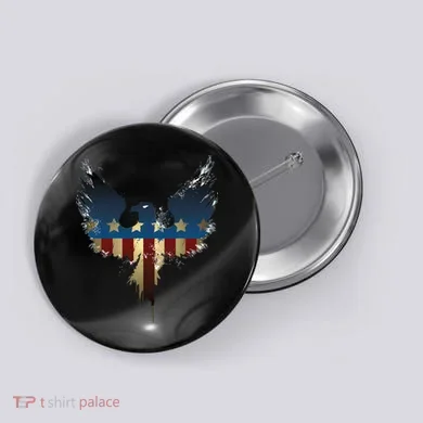 USA Eagle American Flag Grunge Button
