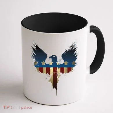 USA Eagle American Flag Grunge Coffee Mug back