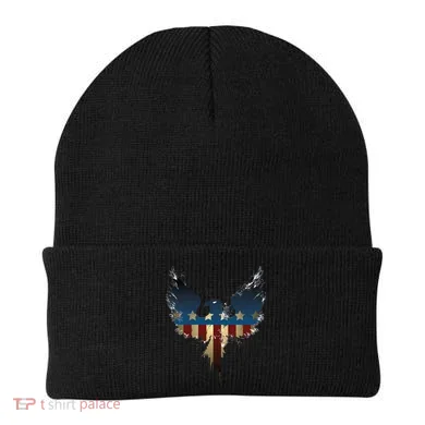 USA Eagle American Flag Grunge Beanie