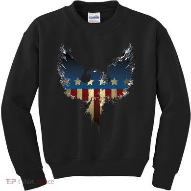 USA Eagle American Flag Grunge Kids Sweatshirt