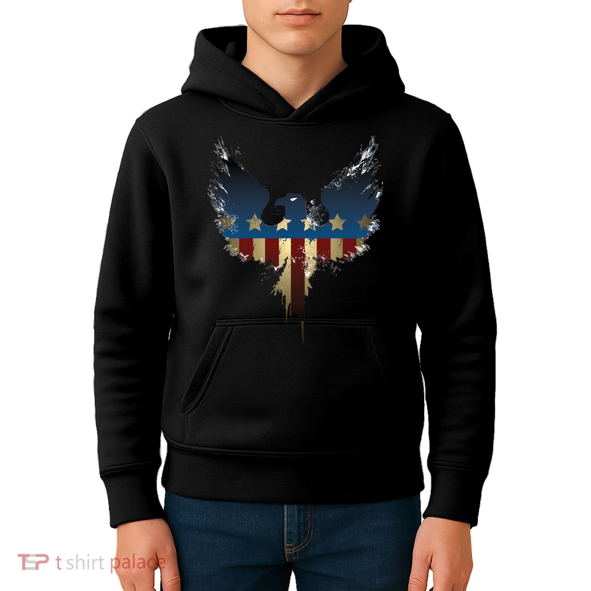 USA Eagle American Flag Grunge Kids Hoodie