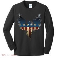 USA Eagle American Flag Grunge Kids Long Sleeve Shirt thumb 0