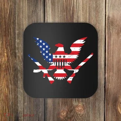 USA Eagle Gun Emblem Coaster