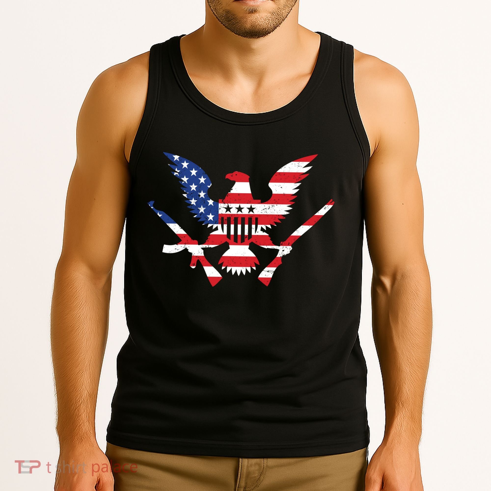 USA Eagle Gun Emblem Tank Top