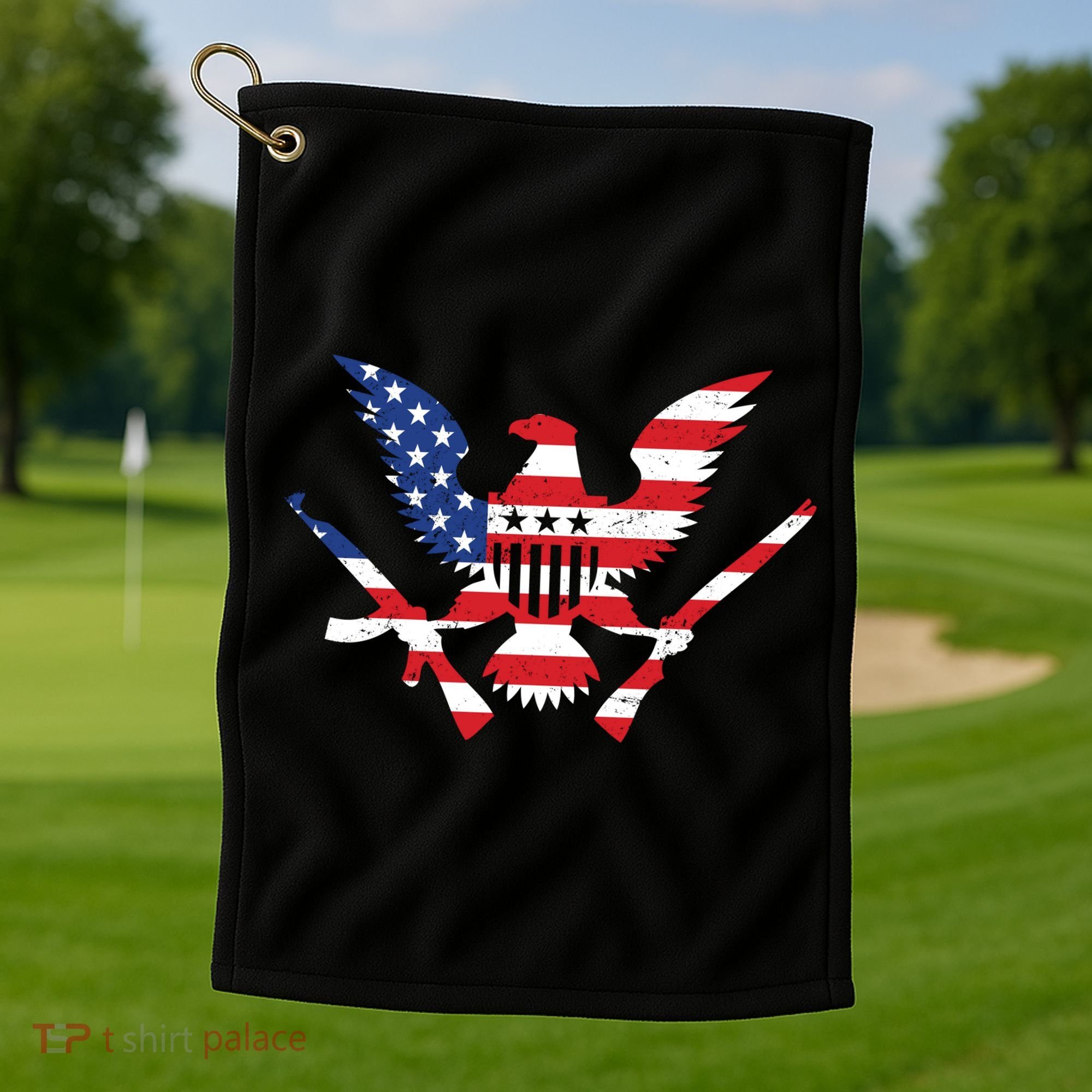 USA Eagle Gun Emblem Golf Towel