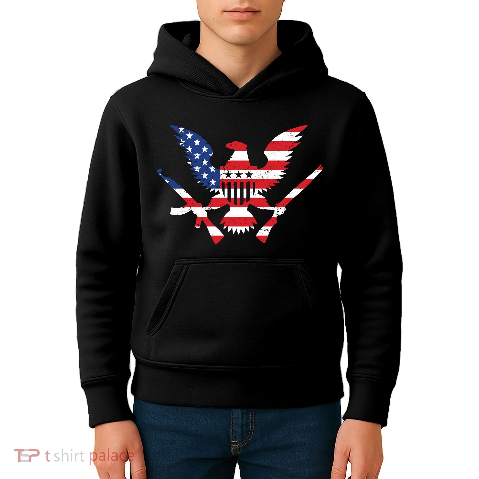 USA Eagle Gun Emblem Kids Hoodie