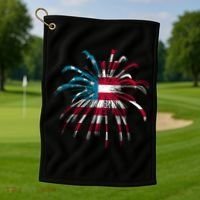 Usa Firework 4th Of July Golf Towel thumb 1