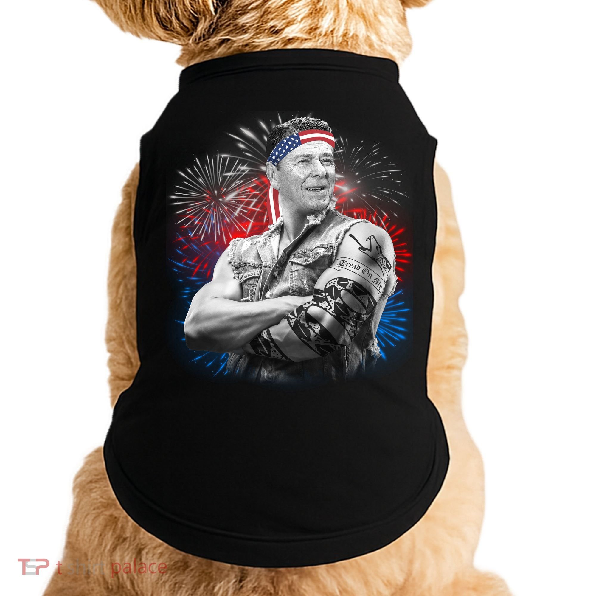 USA Fireworks Patriotic Ronald Reagan  Doggie Tank