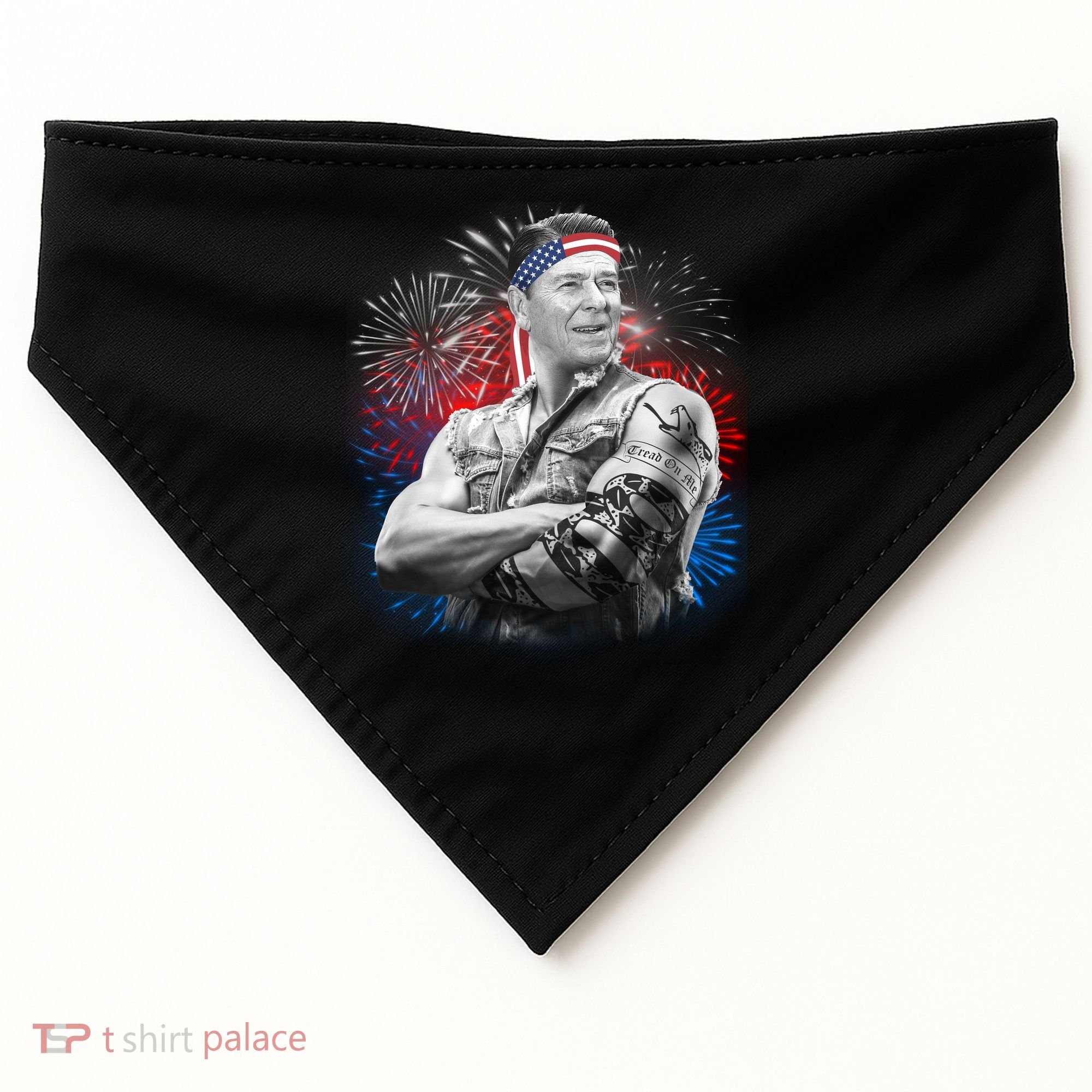USA Fireworks Patriotic Ronald Reagan  USA-Made Doggie Bandana
