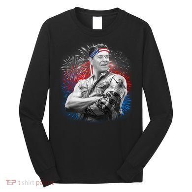 USA Fireworks Patriotic Ronald Reagan  Long Sleeve Shirt