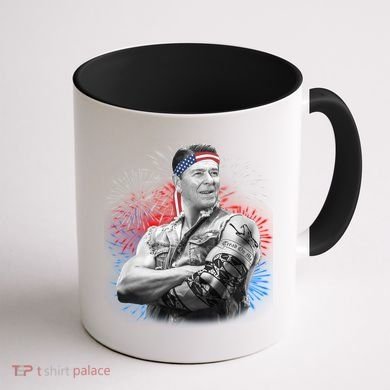 USA Fireworks Patriotic Ronald Reagan  Coffee Mug back