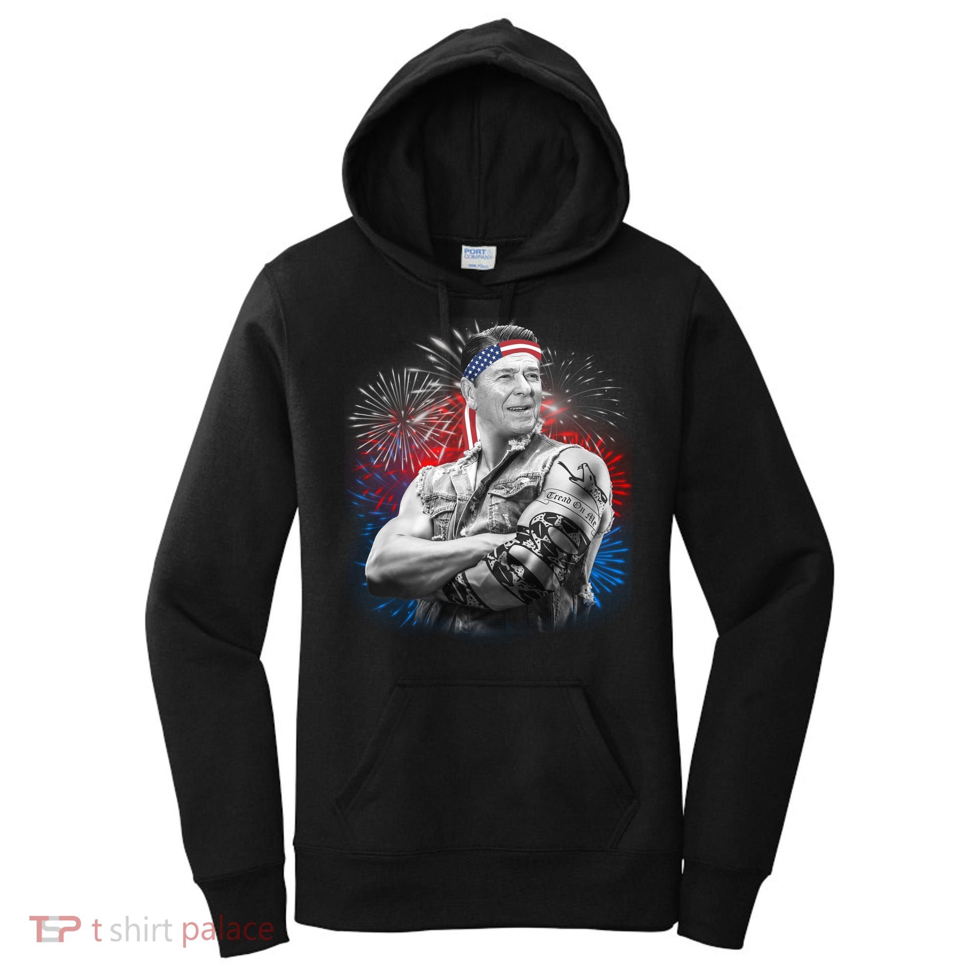 USA Fireworks Patriotic Ronald Reagan  Women's Hoodie